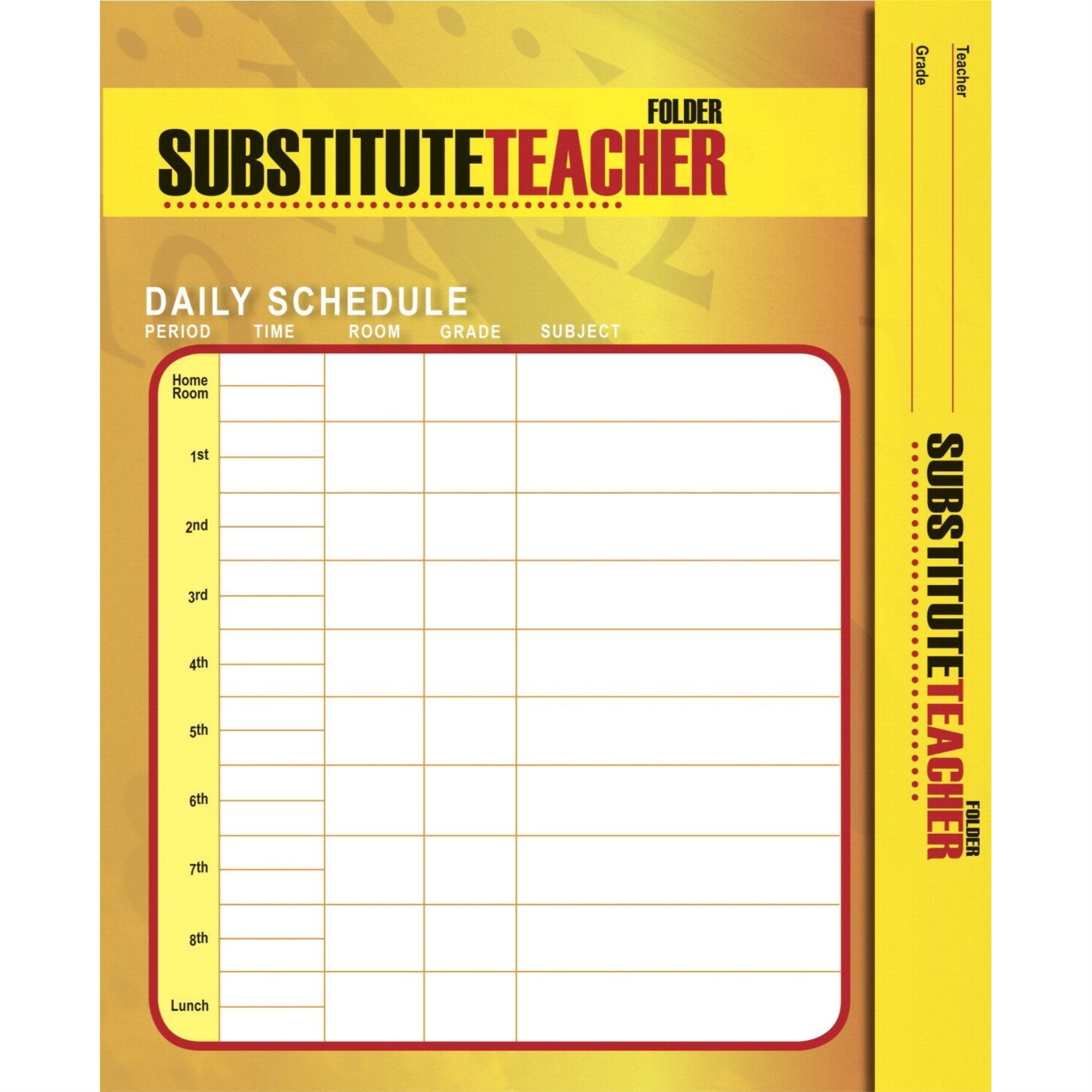 Hammond &Amp; Stephens Secondary Substitute Teacher Pocket Folder, 9-1/2 X 11-5/8 Inches, Pack Of 12