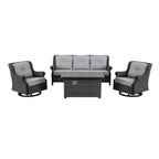 Lassen 4-Piece Firepit Set with Swivel Rocking Chairs