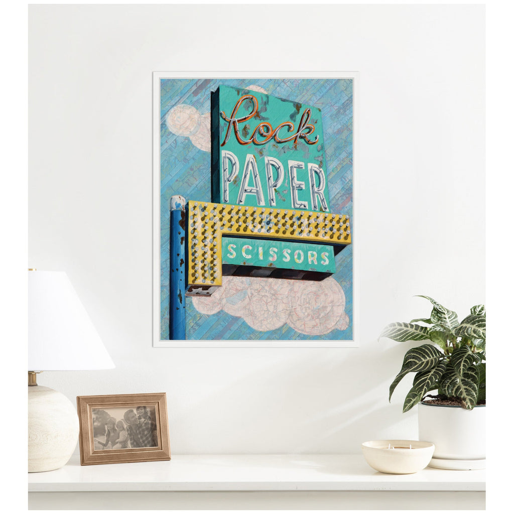 Rock Paper Scissors by Krista V. Allenstein Framed Canvas Wall Art Print
