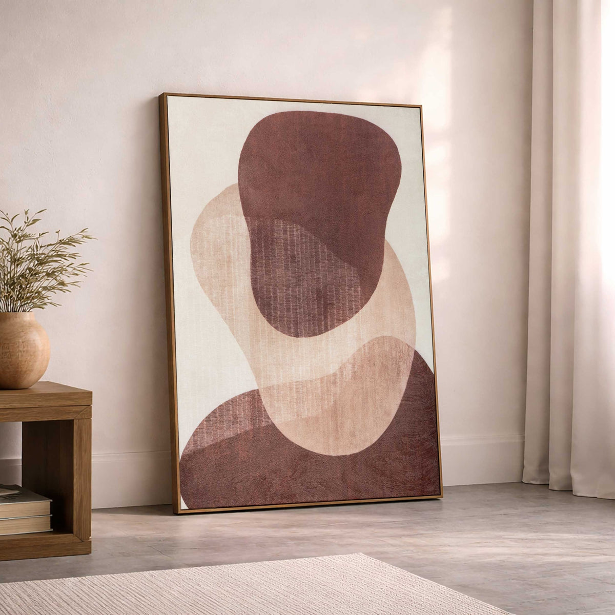 Earthen Strata Ii, Handed Painted Canvas   Contemporary Decorative Wall Art For Living Room  Handpainted Canvas