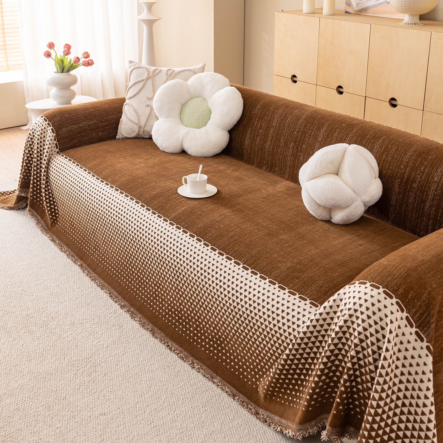 Decorative Couch Throw Cover, Washable Boho Couch Blanket Protector for Dogs, Cats