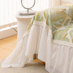 Botanical Sofa Cover with Chiffon Skirt, Floral Couch Throw Blanket for All-Season