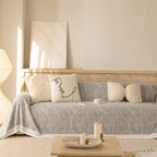 Sofa Cover Throw with Lace Trim & Pom-Pom Fringe, Decorative Couch Cover Blanket