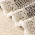 Sofa Cover Throw with Lace Trim & Pom-Pom Fringe, Decorative Couch Cover Blanket