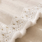 Lace Trim Pom Pom Tassel Edge Slipcover, Durable Furniture Cover for Pets Couch Sofa