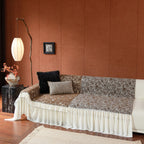 French Country Floral Sofa Cover with Chiffon Ruffle Skirt, Vintage Sofa Throw Cover