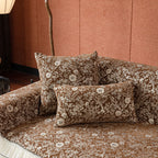 French Country Floral Sofa Cover with Chiffon Ruffle Skirt, Vintage Sofa Throw Cover