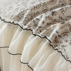 French Country Floral Sofa Cover with Chiffon Ruffle Skirt, Vintage Sofa Throw Cover