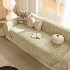 Lace Trim Pom Pom Tassel Edge Slipcover, Durable Furniture Cover for Pets Couch Sofa