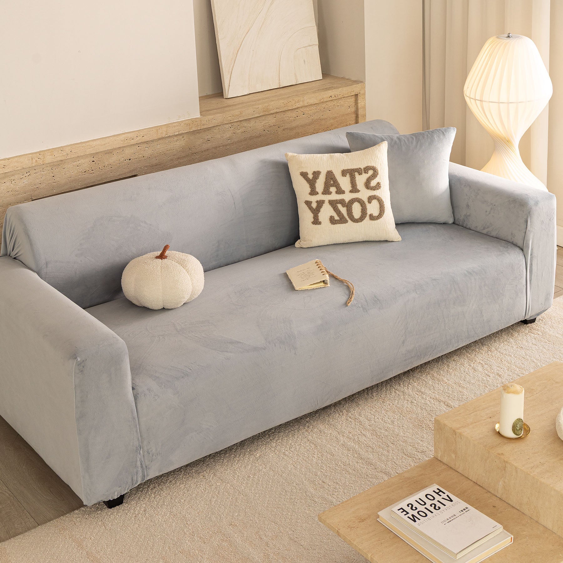 Premium Velvet Thick Stretch Couch Slipcover, Non-Slip Furniture Protector for Pets