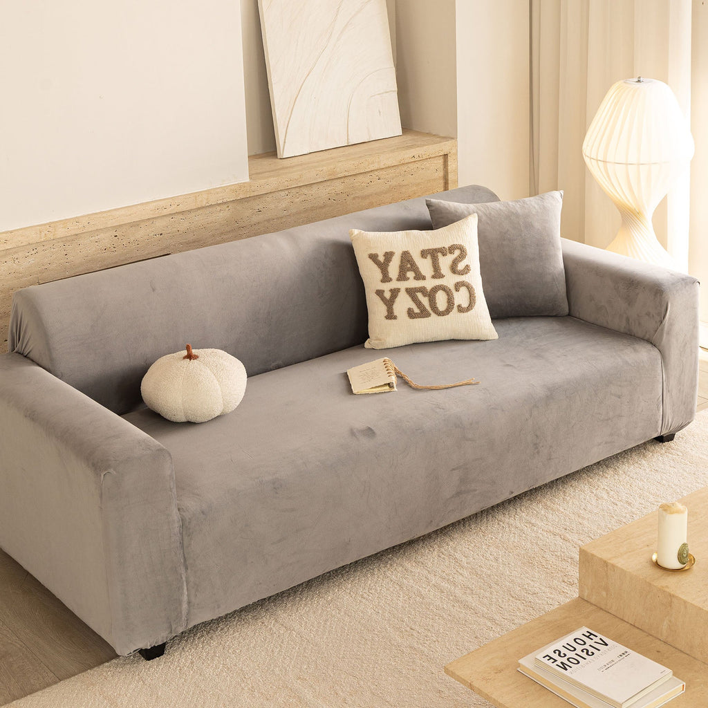 Premium Velvet Thick Stretch Couch Slipcover, Non-Slip Furniture Protector for Pets