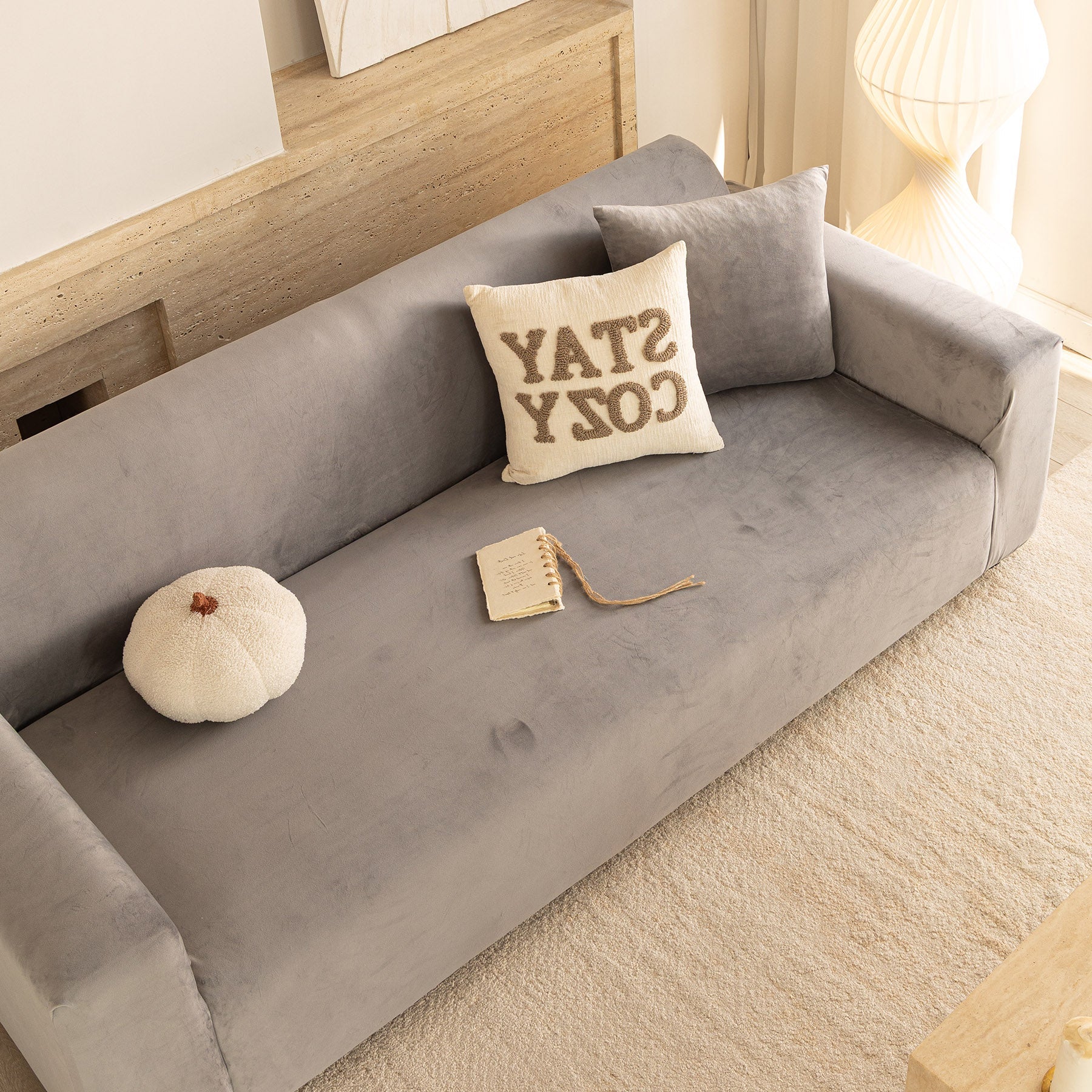 Premium Velvet Thick Stretch Couch Slipcover, Non-Slip Furniture Protector for Pets
