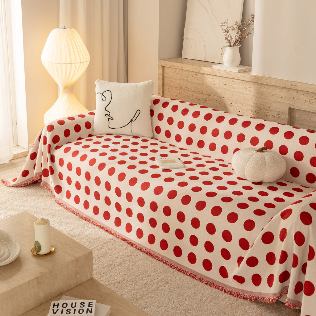 Chenille Polka Dot Sofa Cover Throw, Soft Thick Couch Cover Blanket Furniture Covers