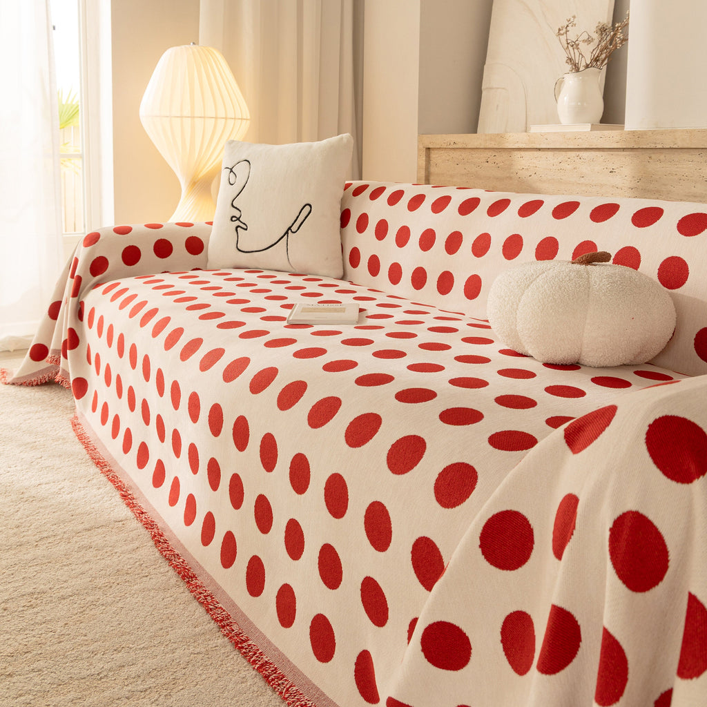 Chenille Polka Dot Sofa Cover Throw, Soft Thick Couch Cover Blanket Furniture Covers