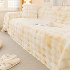 Thick Faux Fur Couch Cover Fluffy Fuzzy Warm Washable Furniture Protector for Kids Pets