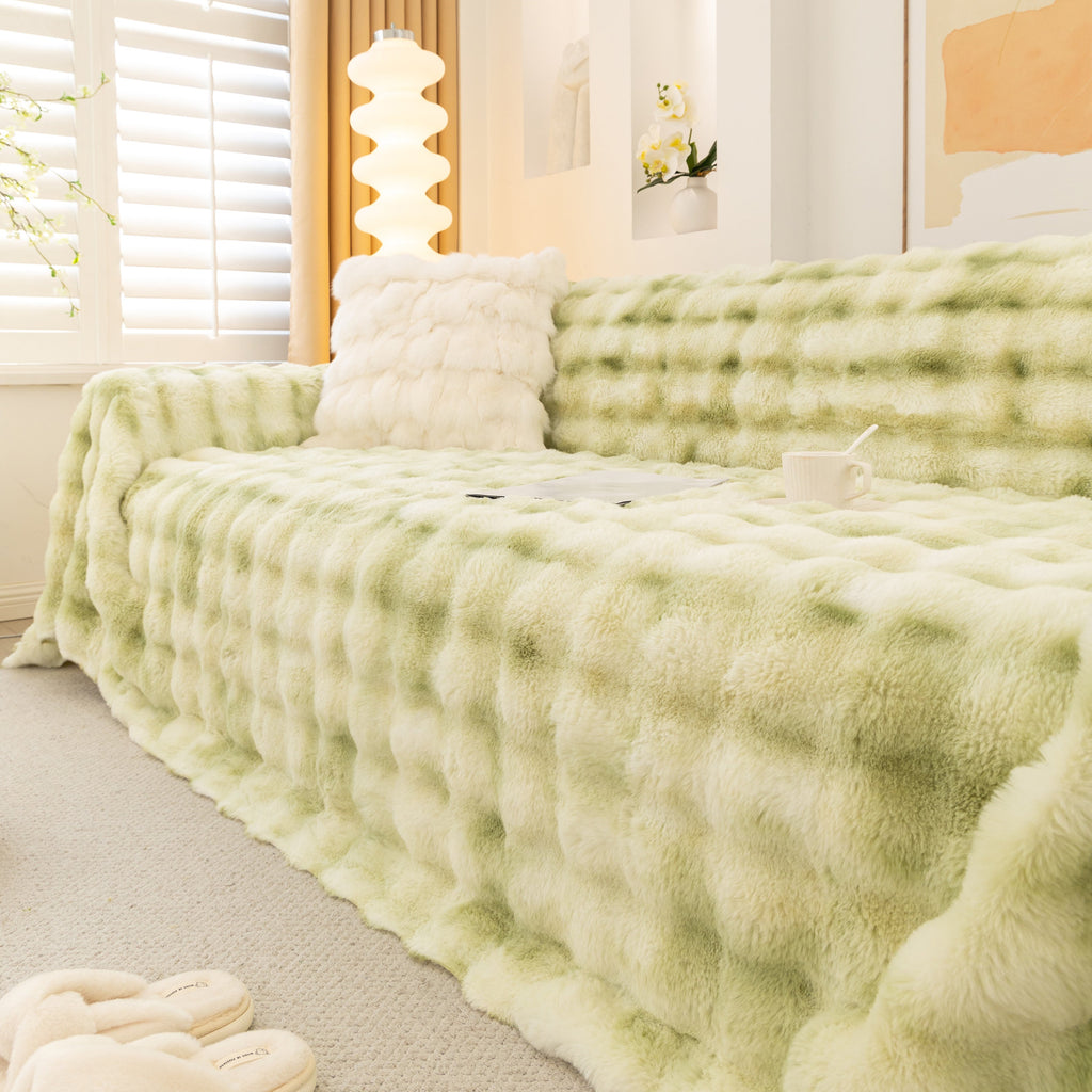 Thick Faux Fur Couch Cover Fluffy Fuzzy Warm Washable Furniture Protector for Kids Pets