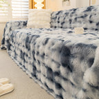 Thick Faux Fur Couch Cover Fluffy Fuzzy Warm Washable Furniture Protector for Kids Pets