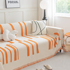 Soft Cozy Chenille Throw Cover for Couch with Tassel Accents, Dustproof Soft Throws for Sofa