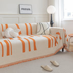 Soft Cozy Chenille Throw Cover for Couch with Tassel Accents, Dustproof Soft Throws for Sofa