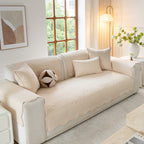 Floral Cotton Quilted Sofa Cover, Non-Slip Couch Protector with Scalloped Edges