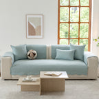 Floral Cotton Quilted Sofa Cover, Non-Slip Couch Protector with Scalloped Edges