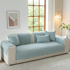 Floral Cotton Quilted Sofa Cover, Non-Slip Couch Protector with Scalloped Edges
