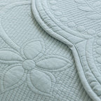 Floral Cotton Quilted Sofa Cover, Non-Slip Couch Protector with Scalloped Edges