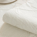 Floral Cotton Quilted Sofa Cover, Non-Slip Couch Protector with Scalloped Edges