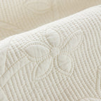 Floral Cotton Quilted Sofa Cover, Non-Slip Couch Protector with Scalloped Edges