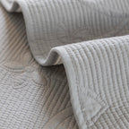Floral Cotton Quilted Sofa Cover, Non-Slip Couch Protector with Scalloped Edges