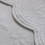 Floral Cotton Quilted Sofa Cover, Non-Slip Couch Protector with Scalloped Edges