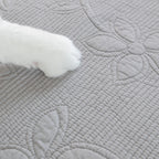 Floral Cotton Quilted Sofa Cover, Non-Slip Couch Protector with Scalloped Edges
