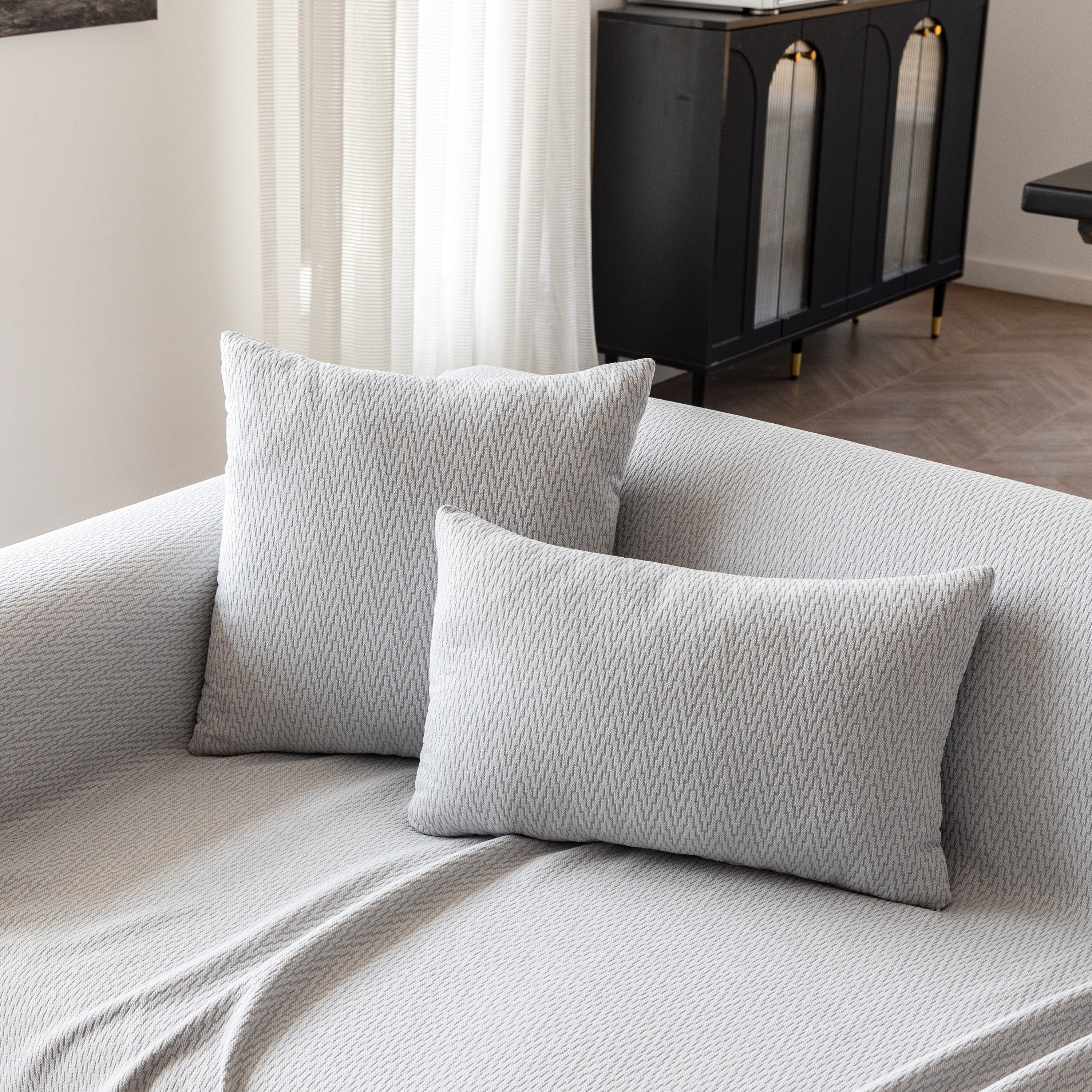 Herringbone Textured Sofa Throw Blanket, Durable Pet Friendly Modern Couch Slipcover