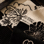 Jacquard Floral Band Sofa Cover with Tassels, Thick Textured Couch Throw Blanket