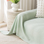 Cooling Ice Silk Sofa Throw Cover, Summer Diamond Textured Furniture Protector Blanket