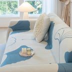 Cozy Couch Throw Blanket with Tassels, Jacquard Leaf Pattern Furniture Protector