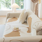 Cozy Couch Throw Blanket with Tassels, Jacquard Leaf Pattern Furniture Protector