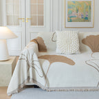 Cozy Couch Throw Blanket with Tassels, Jacquard Leaf Pattern Furniture Protector