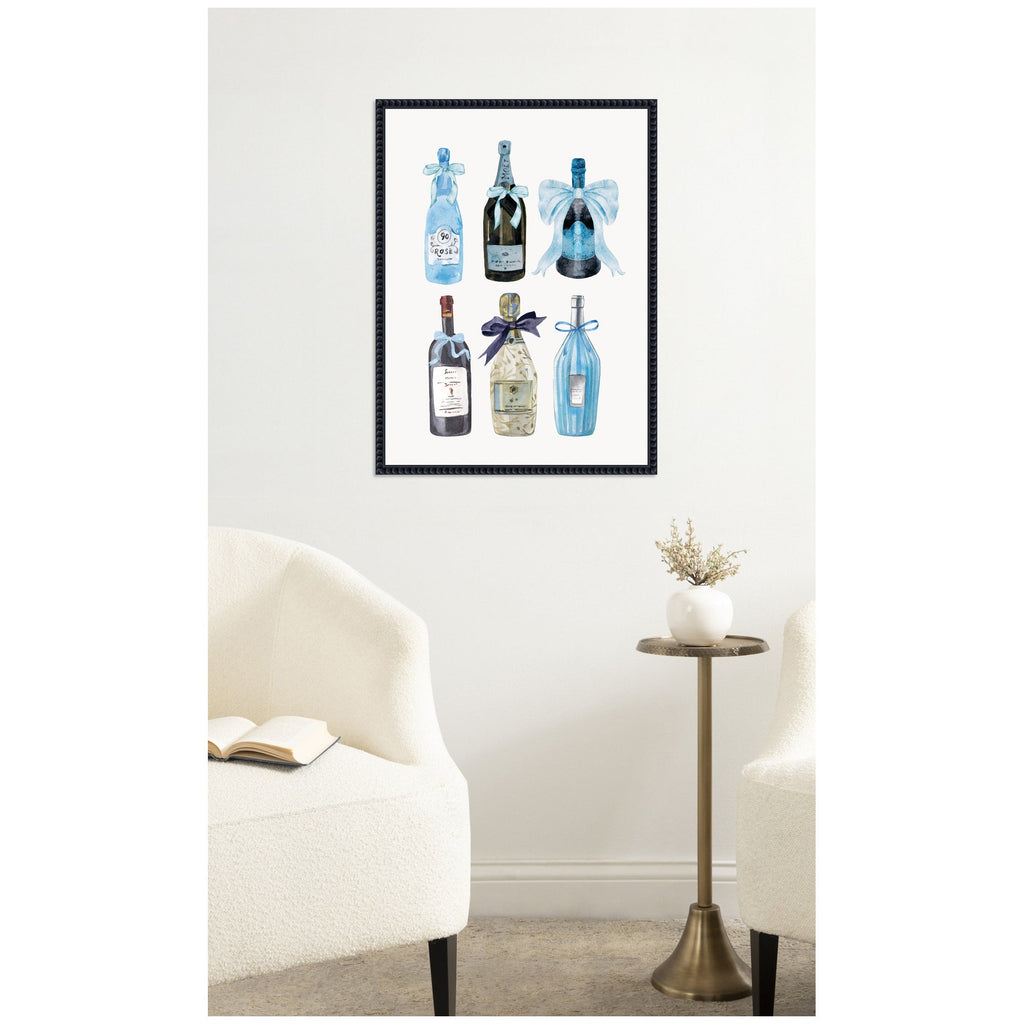 Blue Champagne by Honey Island Studio Framed Canvas Wall Art Print