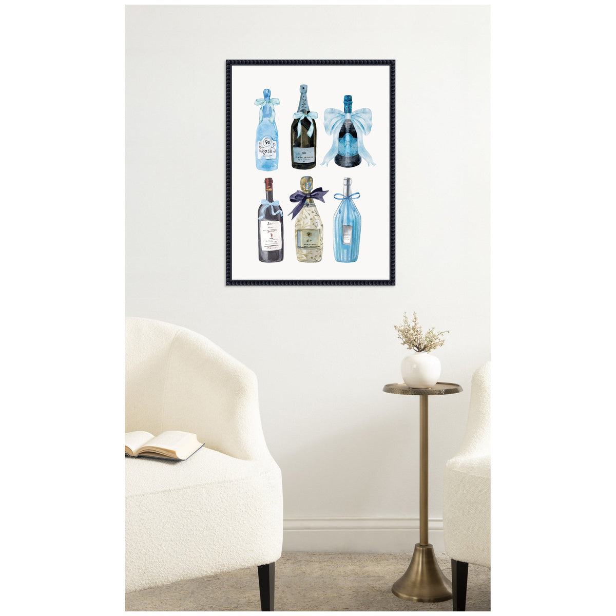 Blue Champagne by Honey Island Studio Framed Canvas Wall Art Print