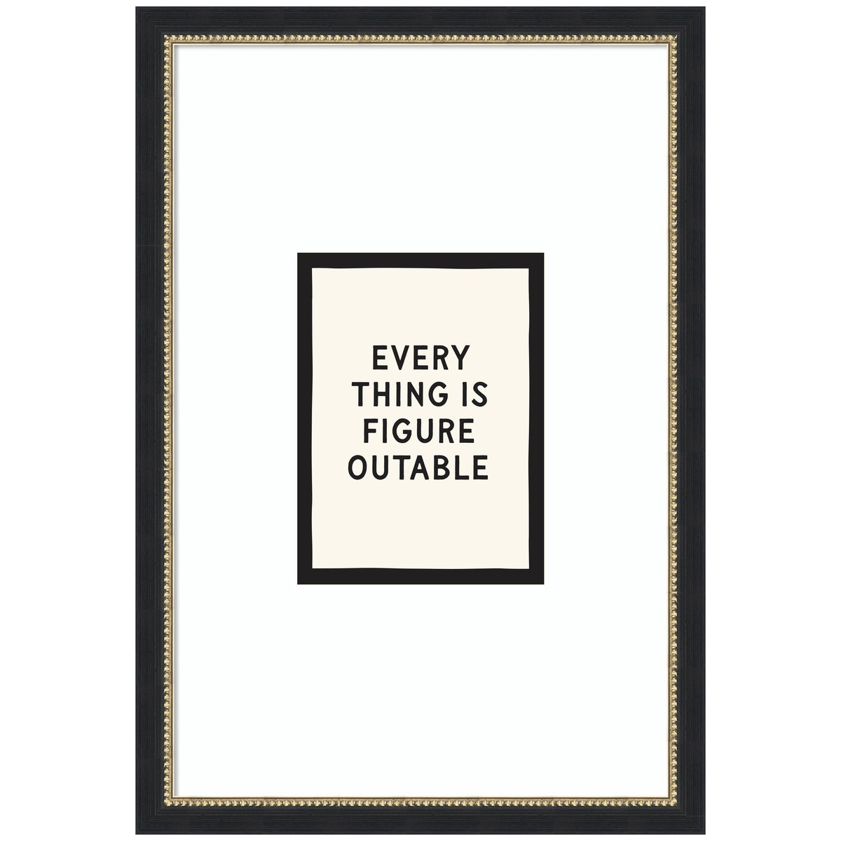 Everything is Figureoutable Positive Quote Black and White by Lucky Guava Framed Wall Art Print