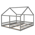House Platform Beds, 2 Shared Beds, Metal Frame With Guardrails