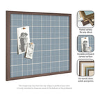 Framed Fabric Pinboard Light Blue Plaid Wall Organization