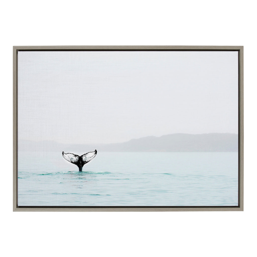 Sylvie Whale Tail In The Mist Framed Canvas by Amy Peterson