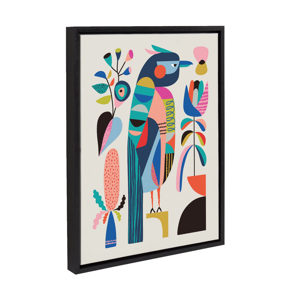 Sylvie Mid Century Modern Kookaburra Framed Canvas by Rachel Lee of My Dream Wall