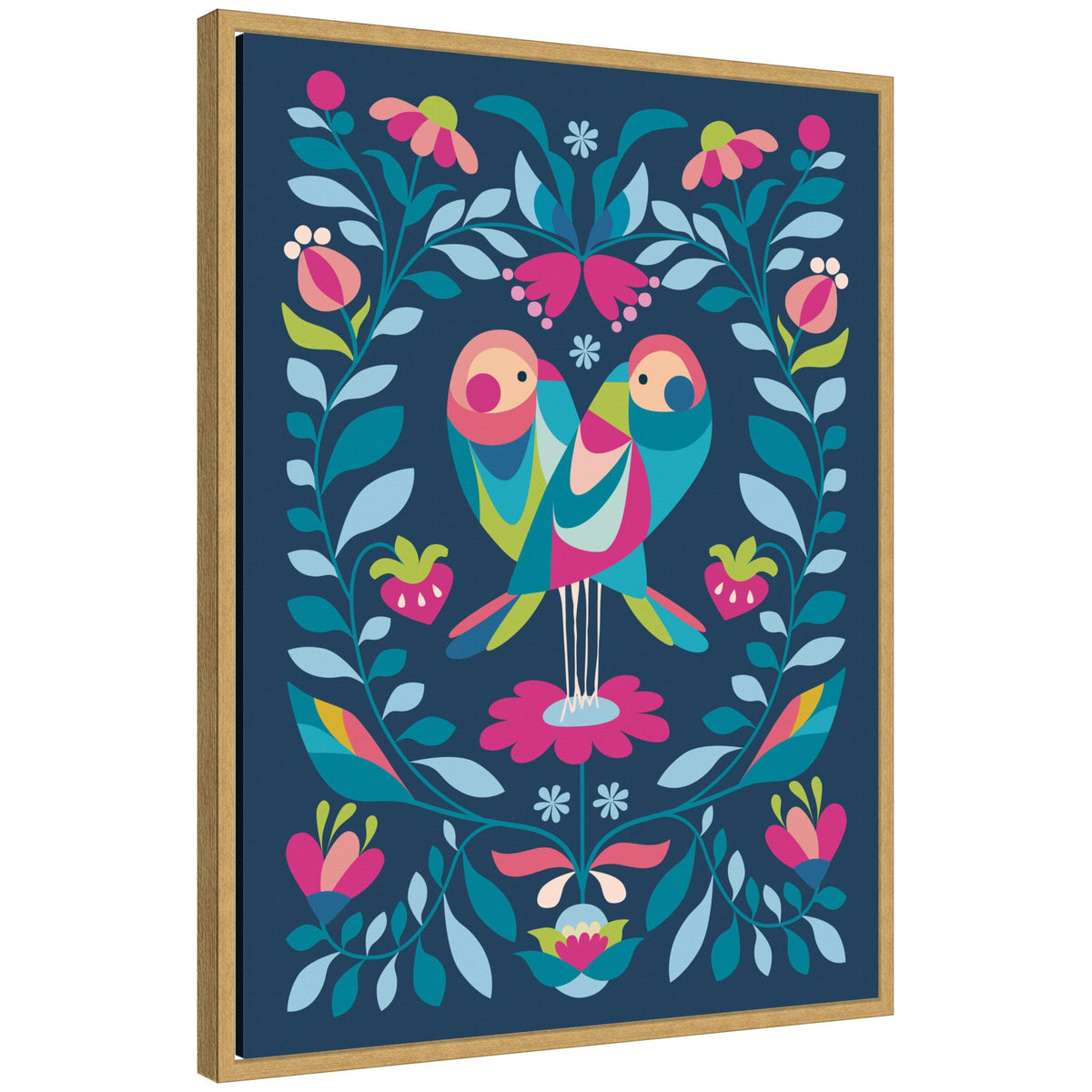 Sylvie Love Birds Framed Canvas by Rachel Lee