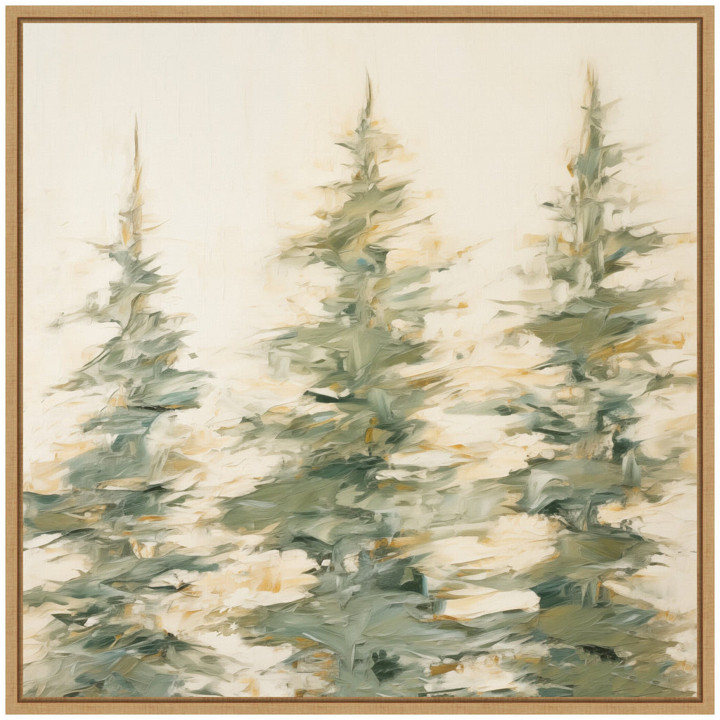 Sylvie Evergreen Trees Abstract Framed Canvas by The Creative Bunch Studio