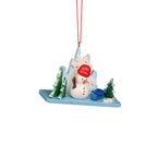 10-0919 - Christian Ulbricht Ornament - Ice Landscape With Snowman - 2.8''H x 2''W x 1.15''D