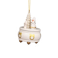 10-0921 - Christian Ulbricht Ornament - White Music Box With Santa - 3''H x 2.5''W x 2.5''D
