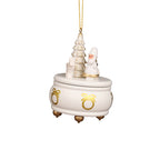 10-0921 - Christian Ulbricht Ornament - White Music Box With Santa - 3''H x 2.5''W x 2.5''D